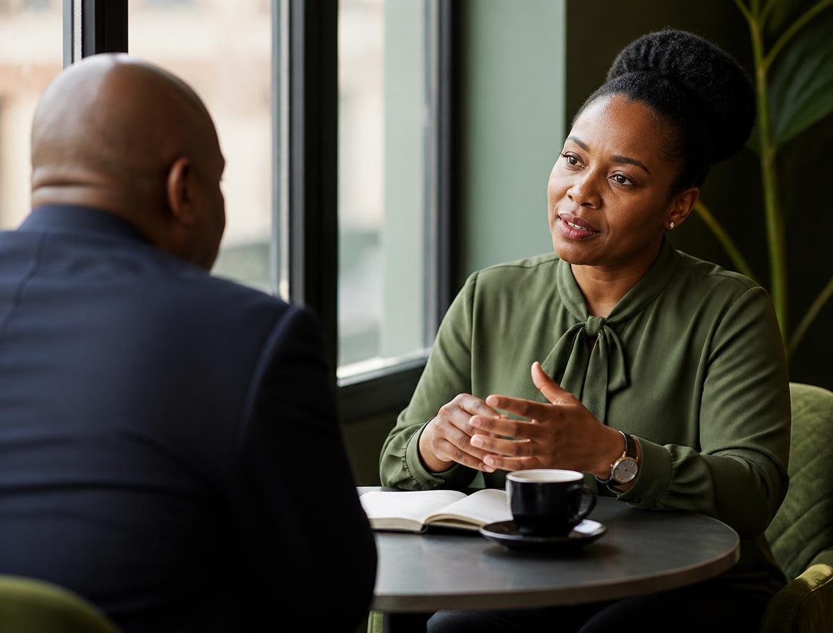 A one-on-one executive coaching conversation
